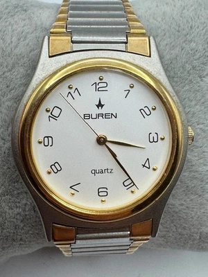 Vintage Men's Buren Two Tone Quartz Watch New Battery - Image 1 of 4