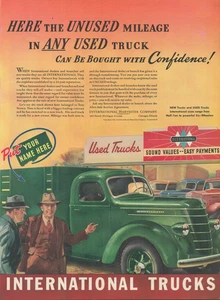 1940 International Trucks Here The Unused Mileage In Any Used Truck Print Ad - Picture 1 of 1