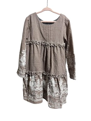 Isabelle & Chloe вышитый желтовато-коричневый и кремовый платье, размер 6 - отличном состоянии! - Изображение 1 из 4