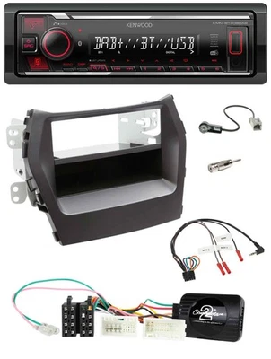 Kenwood Lenkrad Bluetooth USB DAB Autoradio für Hyundai Santa Fe ab 2012 schwarz - Bild 1 von 4