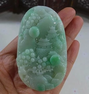 Colgante grande paisaje jadeíta tipo A natural certificado 3972 - Imagen 1 de 7