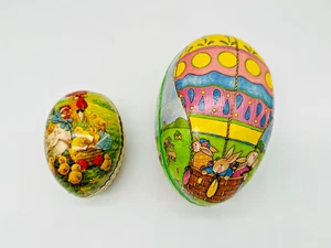 2 Vintage Paper Mache Decoupage Easter Egg Candy Box W. Germany - Picture 1 of 17