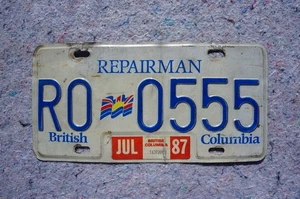 1987 British Columbia REPAIRMAN Nummernschild # R0-0555 - Bild 1 von 3