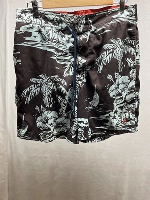 Nautica Hawaiian Board Swim Trunks Shorts Men's Size M Black Blue Floral - Image 1 of 4