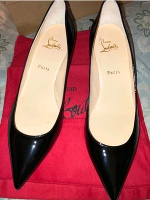 New Christian Louboutin Black Patent Leather Pigalle Follies 55 Heels EU 41 - Image 1 of 4