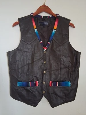 Chaleco de Cuero Marrón Roper Western Multicolor Serape Custome Trim Para Hombres Talla M Único Foto 1 de 4