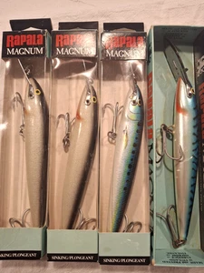 Cebos de hundimiento Rapala Magnum CD-18 3 nuevos en paquete 1 usado, plata, sardina, caballa azul - Imagen 1 de 5