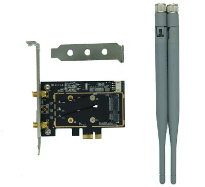 Mini PCI-E Wireless Card To PCIe Desktop WIFI WLAN CARD Bracket Tray Adapter - Bild 1 von 3