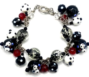 Lampwork Art Glass Beaded Dangle Charm Bracelet- Multiple Charms - Picture 1 of 9