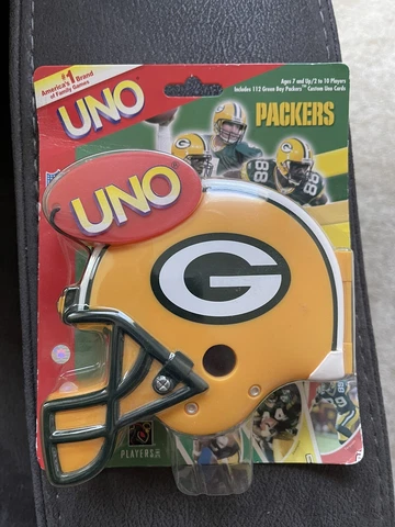 NEW! NFL 2009 Green Bay Packers UNO CARD GAME IN PLASTIC HELMET CASE Cover