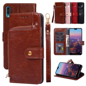 Zip Wallet Case Leather Flip Cover Fr Sony Xperia XZ3 XZ2 Compact XA2 XZ Premium - Picture 1 of 16