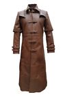 Mens Real Crocodile Leather Goth Matrix Trench Coat Steampunk Gothic Van Helsing