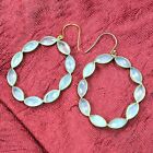Blue Chalcedony Earring Yellow Gold Plated 925 Sterling Silver Earring