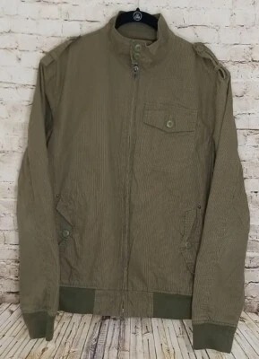 Jaqueta American Rag masculina tamanho pequeno bolsos listrados verdes - Imagem 1 de 4