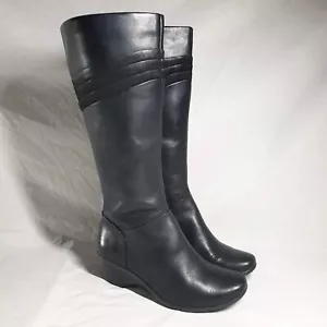 Clarks Boots Black Leather Heels UK Size 5 - Picture 1 of 20