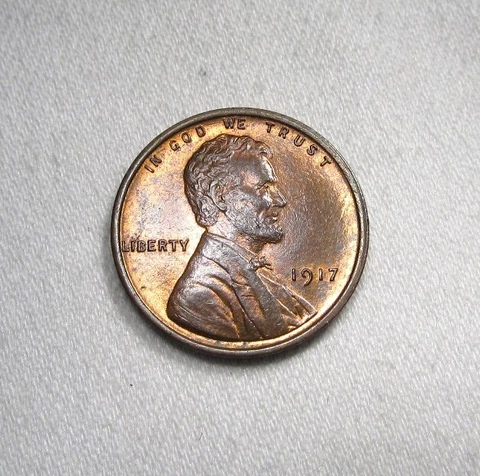 1917 Lincoln Wheat Cent VCH UNC Red Brown Coin AN284 Cover