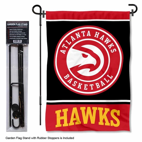 Atlanta Hawks Black Garden Flag and Yard Stand Included Cover