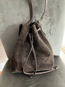 Michael Stars Brown leather Tote Handbag bucket drawstring EUC - Picture 1 of 9