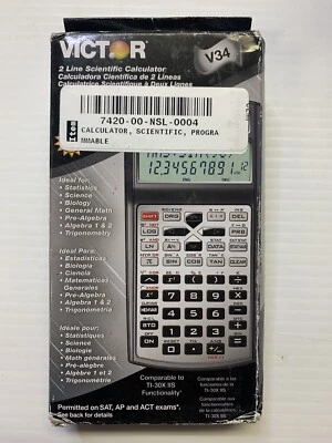 Victor V34 Two Line Scientific Calculator. Brand New. Solar Powered. - Image 1 of 2
