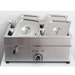 1/2 Size 4" Deep Pan LP Gas Food Warmer with valve 4 Pan Square Steamer Table - Picture 1 of 7