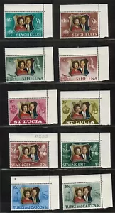 40 Stamps British Colonies 1972 Queen Elizabeth Silver Wedding Anniversary MNH - Picture 1 of 8