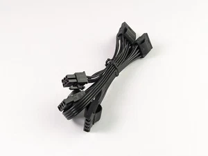 Modular PSU Cable PCI CPU 6 pins to 4 Molex Plugs Black - Afbeelding 1 van 6