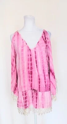 Jean Claude Pierlot Women’s Size XS Tie Dye Lace Trim Blouse Purple Top - Image 1 of 4