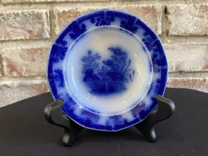 Antique Davenport Blue Flow 4.25" China Porcelain Collectors Plate with Stand - Picture 1 of 21