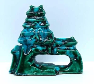 Vintage Dark Green and Blue Glazed Swin Through Pagoda Aquarium Decor - Picture 1 of 7