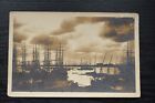Vintage Postcard Masted Ships in Harbour / Port Unposted Real Photo RP