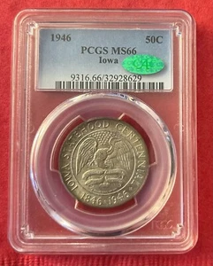 š1946 IOWA COMMEMORATIVE HALF 50c PCGS MS66 - CAC TONED GEM! LšK VIDEO!!!š - Picture 1 of 2