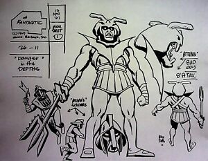 FANTASTIC FOUR 1967  Animation Production ALEX TOTH Model Cel Copy Hanna-Barbera