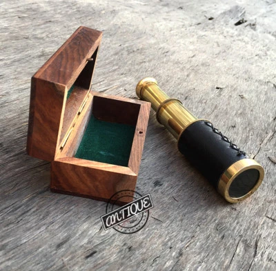 Telescopio pirata Jack Sparrow de colección reproducción binocular regalo cuero con Foto 1 de 4