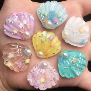 8pcs 3D Pearl Flatback Rhinestone Bling Star Resin Shell Appliques Art Crafts - Picture 1 of 16