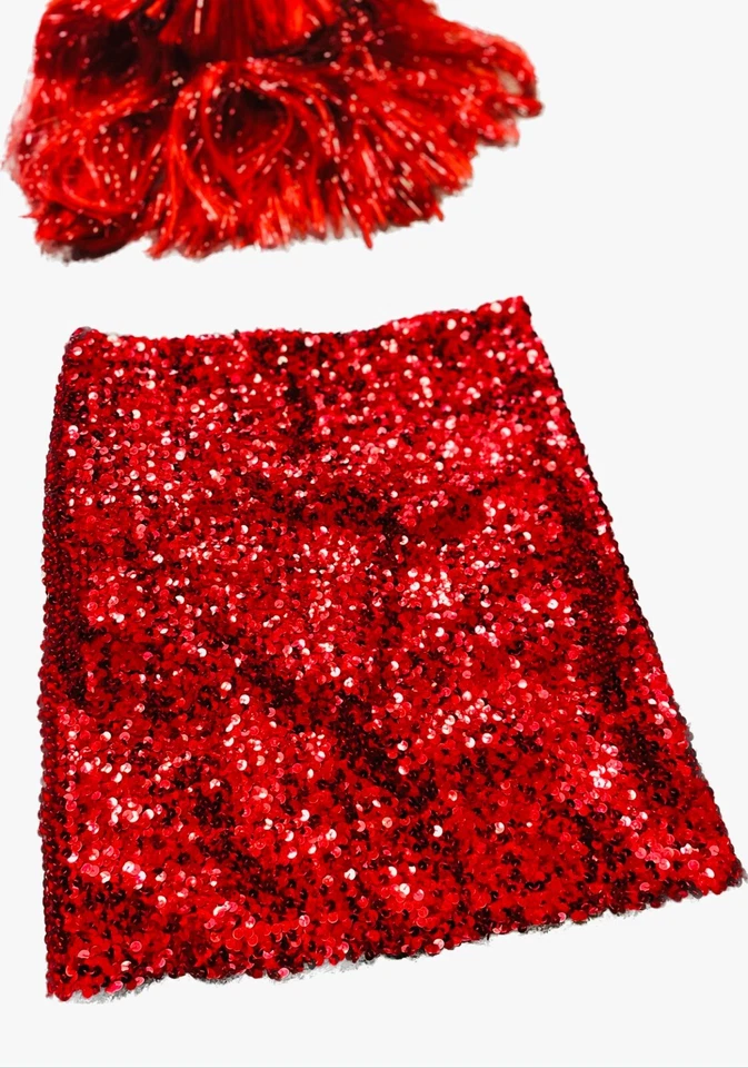 Женский красный дьявол костюм комбинезон / парик / блестки юбка / рожки / хвост - Изображение 1 из 4