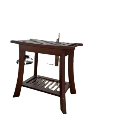 Household bamboo hanging towel shower stool shoe stool multi-functional stool - Image 1 of 4