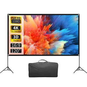 VISULAPEX Projector Screen Stand 120In 16:9 4K HD Portable Foldable Wrinkle-Free - Picture 1 of 9