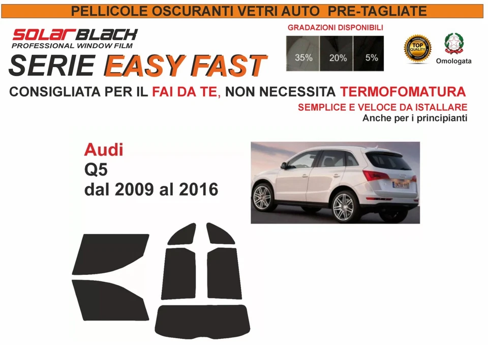 pellicole oscuranti vetri audi q5 dal 2009-2016 kit compl E F - Imagen 1 de 1