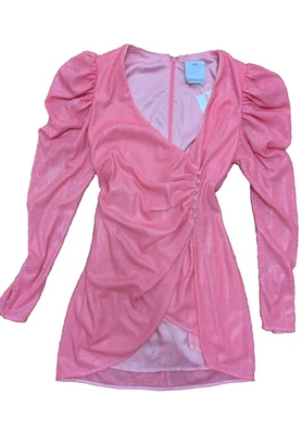 C/MEO Collective Fun Sparkly Pink Wrap Dress - Image 1 of 4