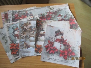 12 Hintergründe sich nicht wiederholender Retro-Stil Schneemannbilder 15x15 cm - Bild 1 von 13