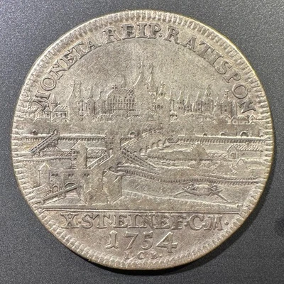 1754 ICB Regensburg German States City View Thaler Very Scarce Type Coin - Image 1 of 2
