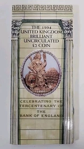 1994 UK Royal Mint - Tercentenary of the Bank of England - £2 Pack - Bild 1 von 8