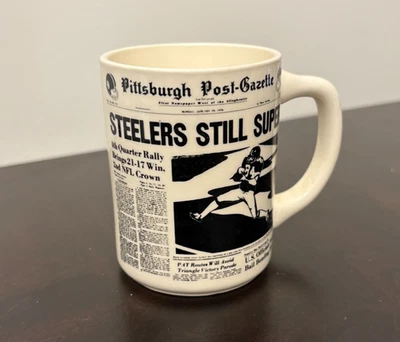 Pittsburgh Steelers 1976 Super Bowl X Mug - Post Gazette Headline Vintage USA - Image 1 of 3
