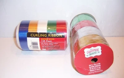 VINTAGE LOT OF TWO UNOPENED SPOOLS OF MULTI-COLOR CURLING RIBBON - Image 1 of 4