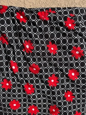 4 yards Black, White, red Polka Dot and Flower  Jersey Knit Fabric New - Image 1 of 2