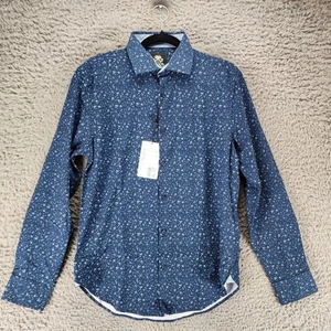 English Laundry Shirt Mens Small Envy Blue Abstract Long Sleeve Button Up *NWT* - Picture 1 of 11