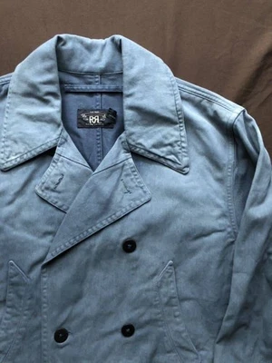Used RRL Ralph Lauren Cotton Twill Harding Coat Size L Indigo Length 73cm - Image 1 of 4