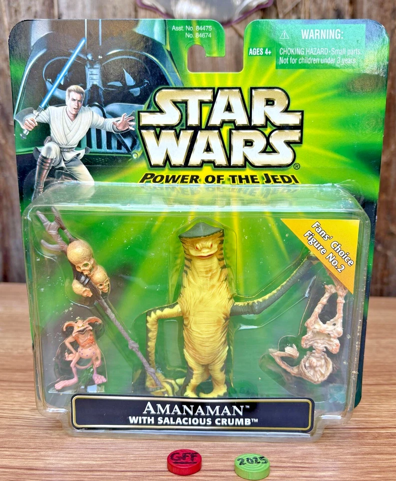 Star Wars Power Of The Jedi Amanaman w Salacious Crumb Hasbro 2001