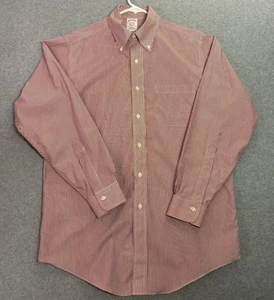 Camisa de vestir Brooks Brothers para hombre calce clásico 15-32 rojo blanco a rayas Supima  - Imagen 1 de 6