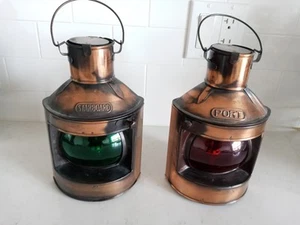 Vintage LookShips Copper Finish Port & Starboard Lanterns Nautical Oil Lamps - Picture 1 of 9